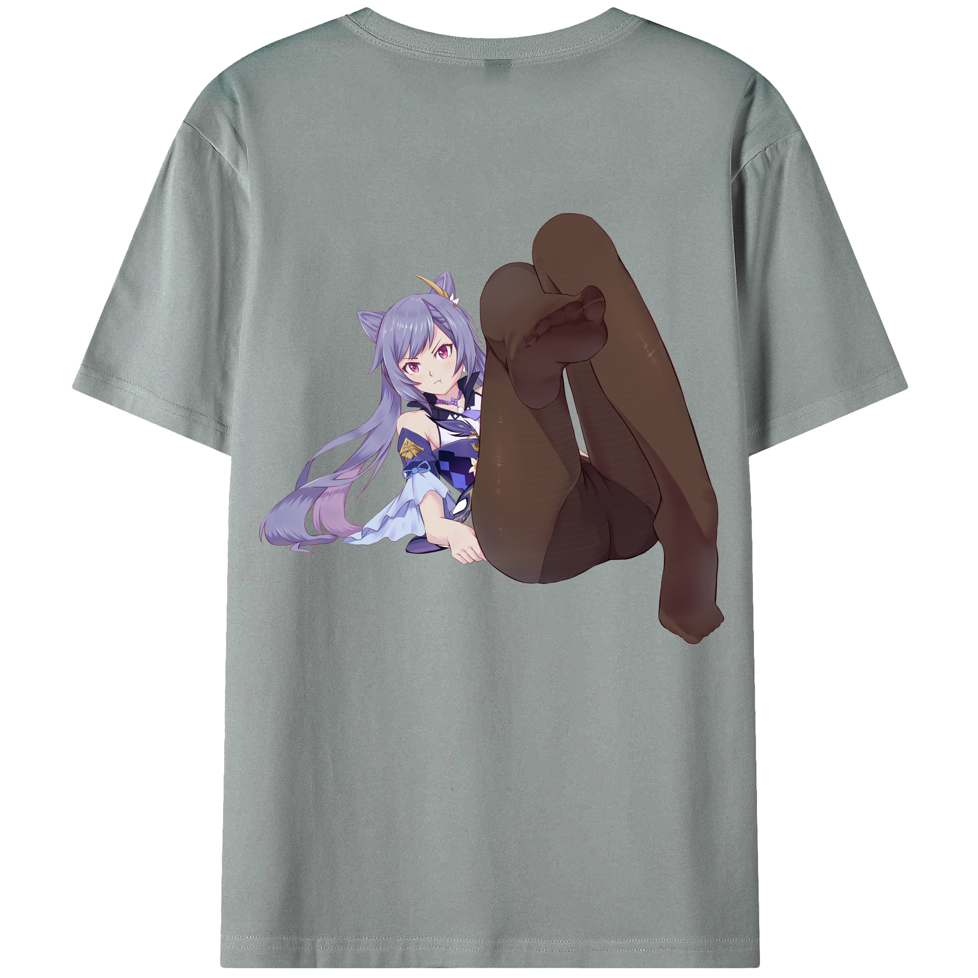 げんし神 刻晴 こくせい genshin Kokusei 綿100％ メンズ半袖Tシャツ（バックプリント） 通気性